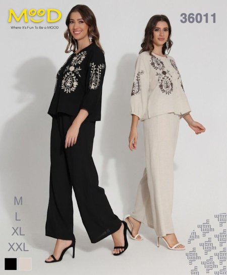 Embroidered Linen Set - 36011