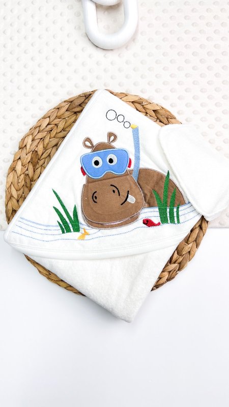 Hippo Snorkeling Baby Towel