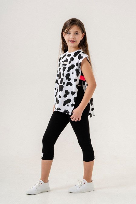 Cow Print Sleeveless T-Shirt