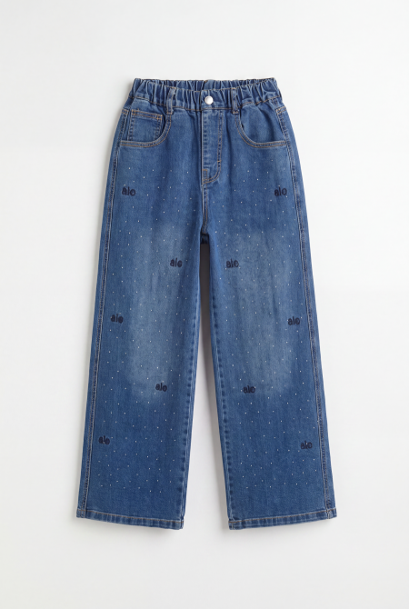 Girls Crystal Wide-Leg Jeans