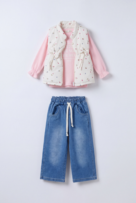 Floral Puffer Denim Set