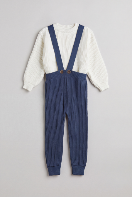 Classic Ribbed Knit Suspender Set