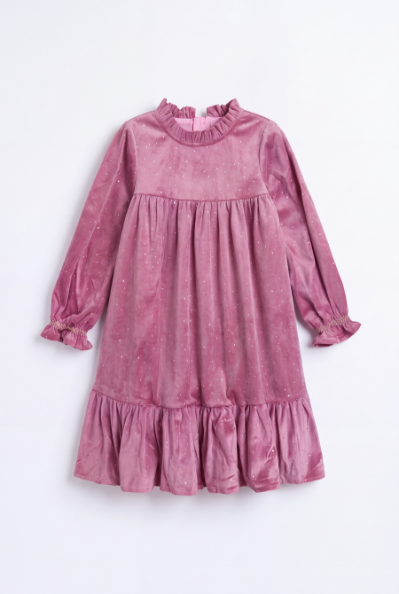 Velvet Sparkle Ruffle Dress