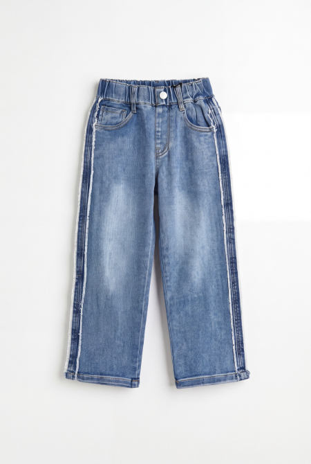 Side Stripe Wide Leg Jeans