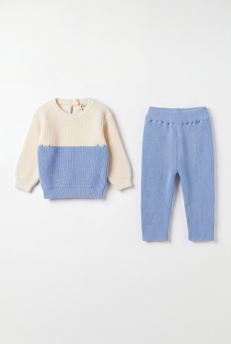 Color Block Knitted Set
