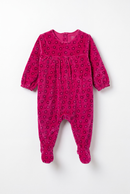 Floral Velvet Footed Romper