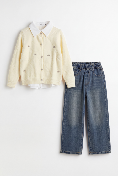 Classic Preppy Denim Set – 3 Pieces