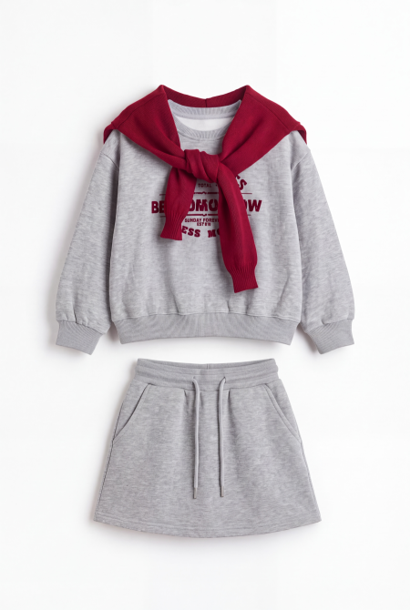 Preppy Sweatshirt & Skirt Set