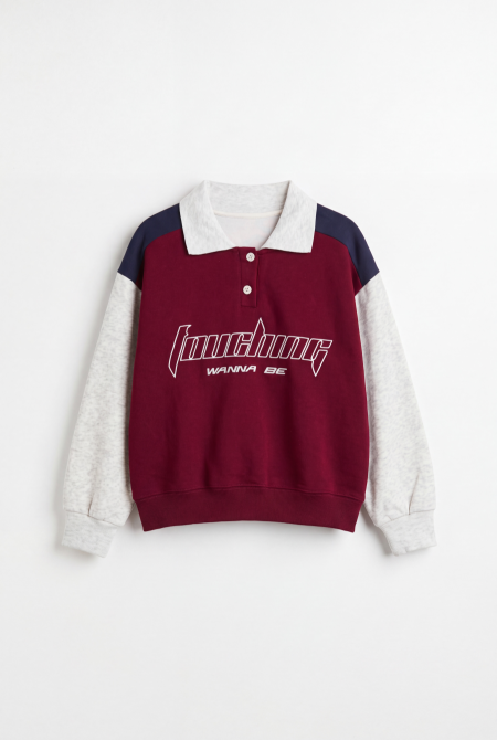 Color Block Polo Sweatshirt