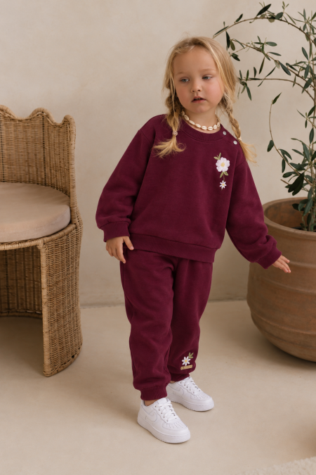 Floral Embroidery Jogger Set