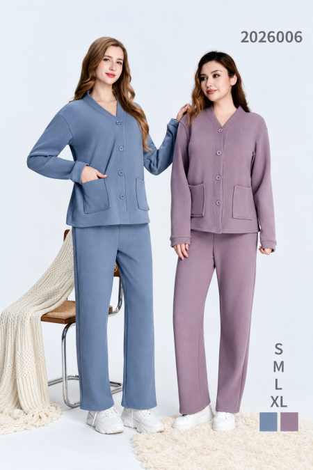 Button-Front Cardigan Lounge Set