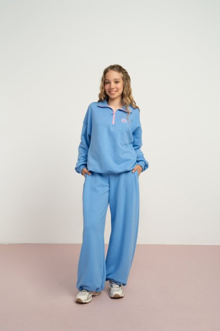 Oversized Half-Zip Wide Leg Set