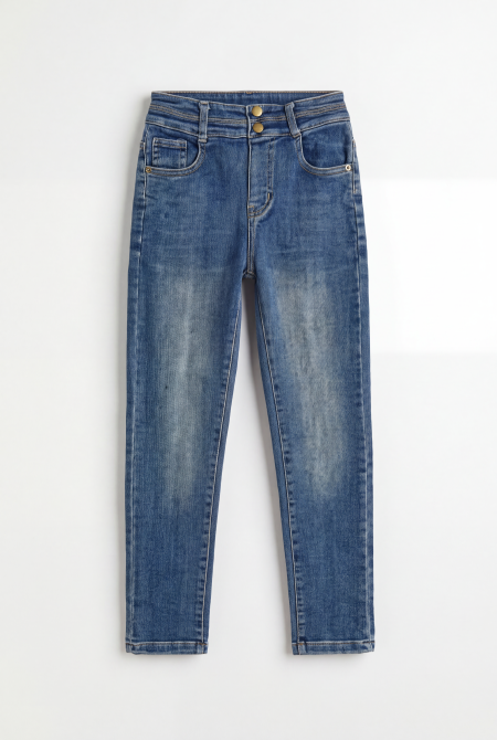 High Waist Slim Straight Jeans
