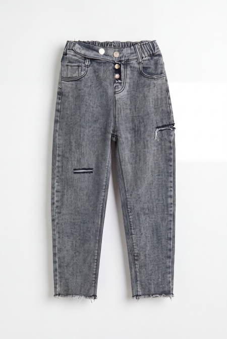 Grey Washed Distressed Jeans