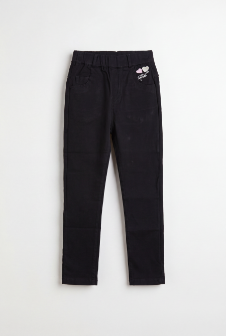 Black Slim Fit Heart Detail Pants